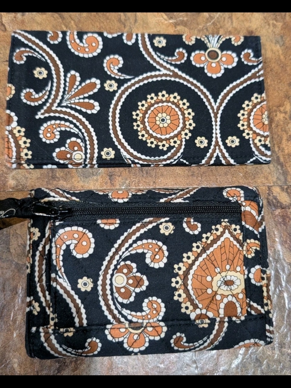 Vera Bradley wallet And Glasses Case In The Retired  Cafe Latte Pattern